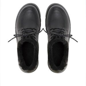 Womens Lace Up Boots Matte Rubber Wedge Sole Faux Fur Lined Waterpoof size 8.5